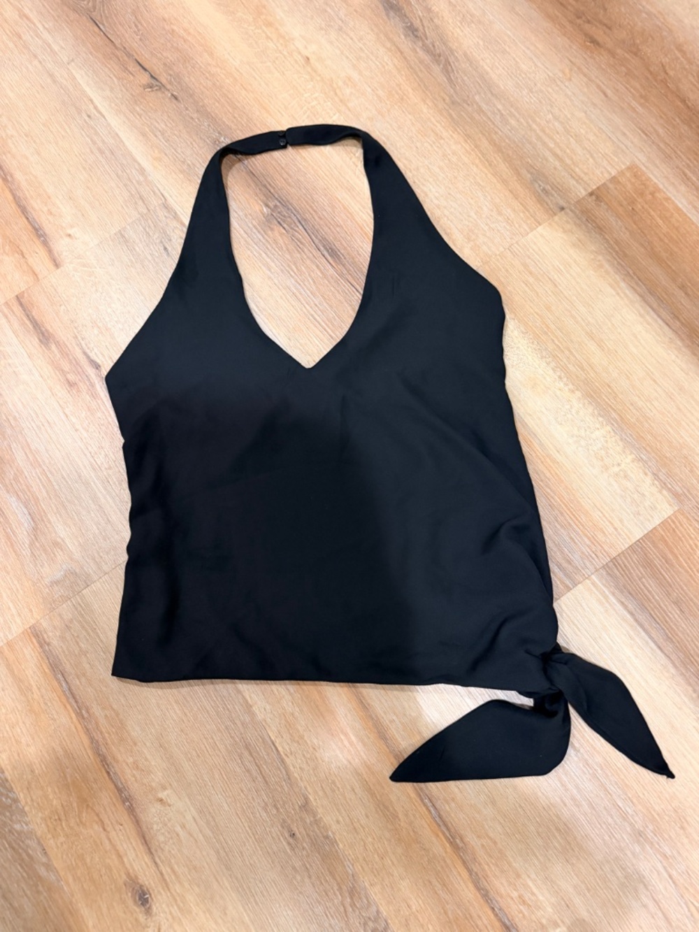 ZARA Black Wrap Halter Top with Side Tie Accent - Size Medium